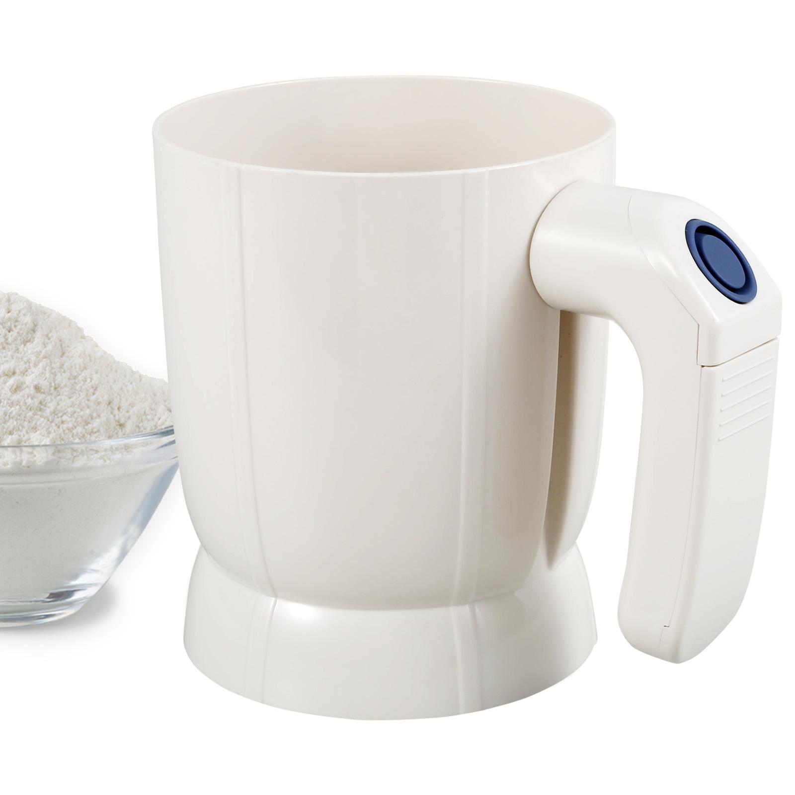 Electric Flour Sifter For Baking, Powder Sugar Shaker With Stainless Steel Fine Mesh,Fine Mesh Flour Sifter Sieve Kitchen Tools bianco