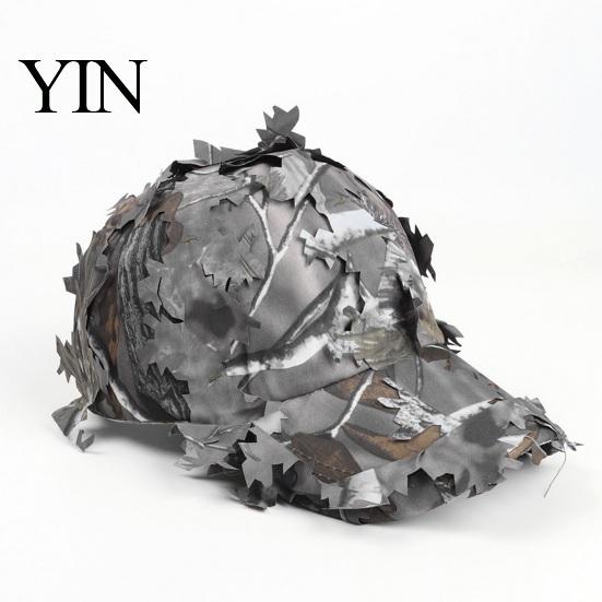 Outdoor Adventure Sun Protection 3D Leafy Camouflage Cap, Tactical Hunting Hat, Adjustable Jungle Breathable Hat Camo Cap for Men, Turkey Hunting,