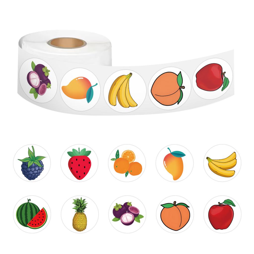 500 Stickers/roll Fruit Roll Stickers Reward Stickers Decorative Notebook Creative Handbook Roll Stickers Tape