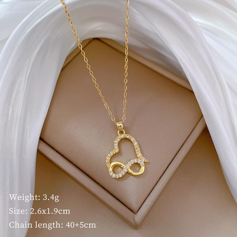 

Classic Shiny Zircon infinity Symbol Love Pendant Necklace for Women Lady Vintage Stainless Steel Chain Jewelry Accessories Gift