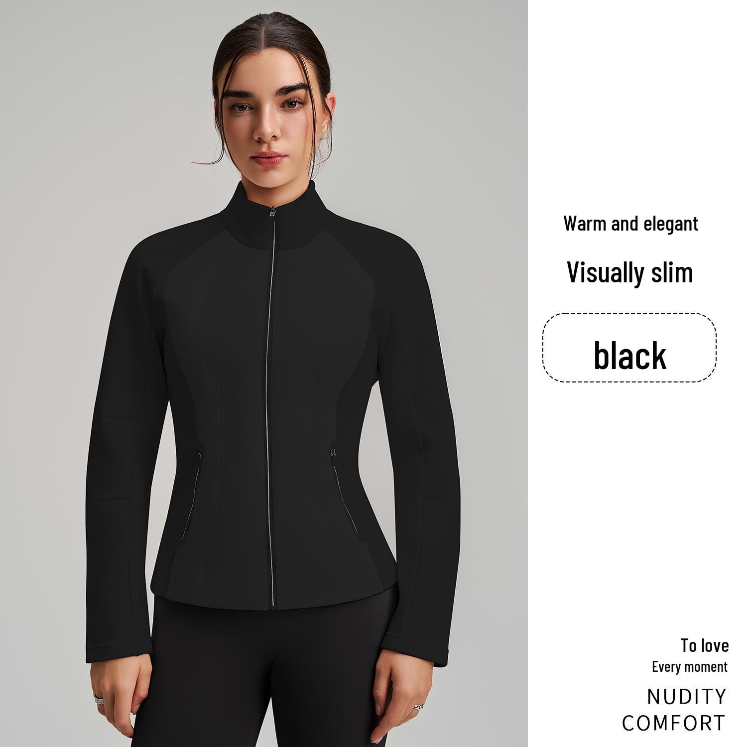 

Women s Lightweight Duck Down Jacket - Winter Slim Fit Yoga Running Stand Collar Warm Outerwear L чорний