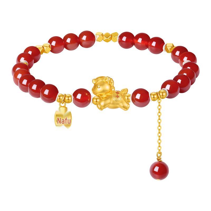 Chow Tai Seng Sterling Silver Red Agate Zodiac Bracelet