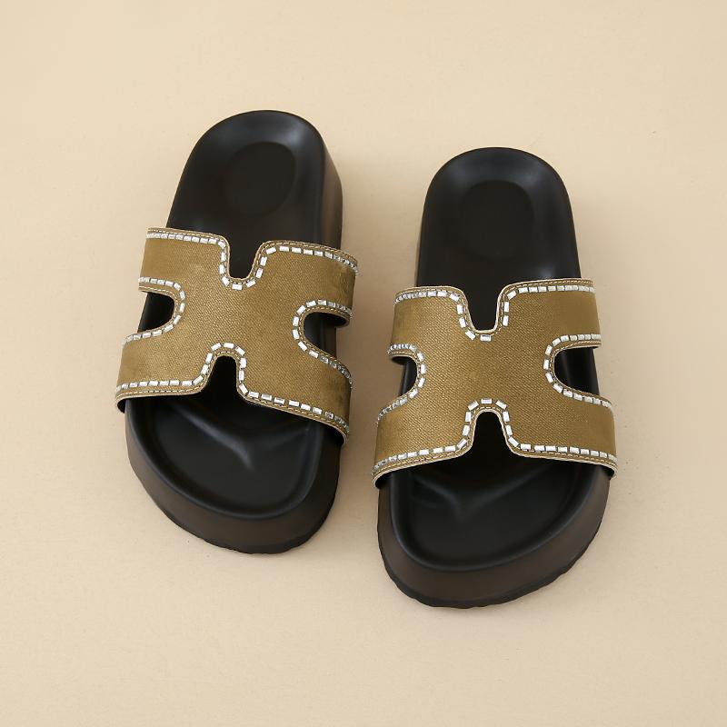 CRLAYDK Women's Platform Slippers Comfort Leather Slides Beach Summer Home Casual Open Toe Soft Walking Sandals