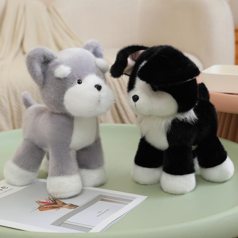 Hot New 25cm High Quality Lifelike Pet Dog Plush Toys Stuffed Handmade Schnauzer Husky Golden Retriever Doll Soft Hugging Puppy