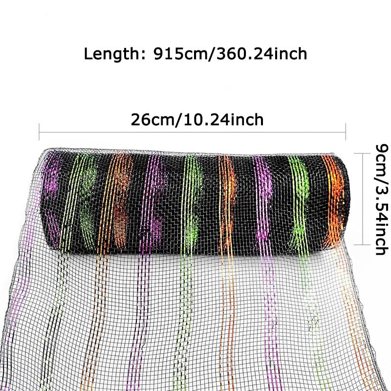 WTEMPO Halloween Mesh Ribbon for Wreath Striped Decorative Mesh Front Door Wreath & Craft Tree Decortive Supplies Durable Mesh Crafts Making Material