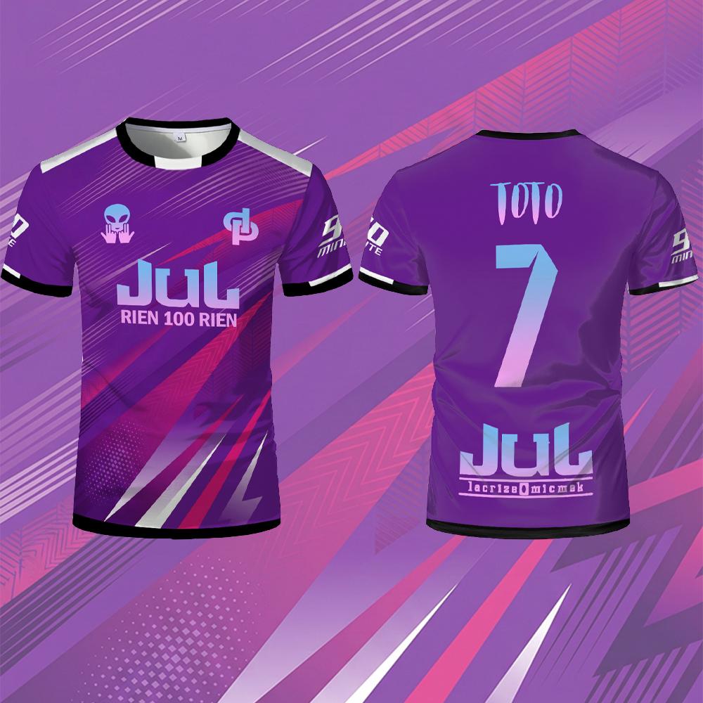 2026 Neues JUL Toto Ninetta Rien 100 Rien Trikot Sommer Outdoor Atmungsaktives Fußball Trainings-T-Shirt für Herren und Damen Rundhals-T-Shirt 5XL purple