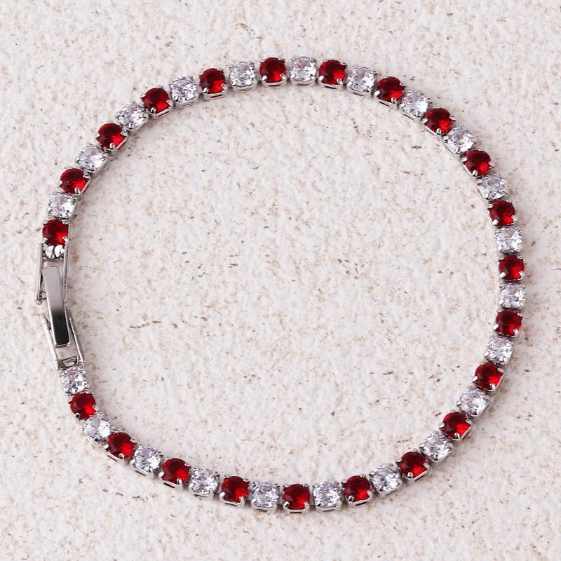 New Rainbow Crystal Tennis Bracelets For Women Men Kpop Silver Color Friend Gifts Colorful Zirconia Bangle Chain on Hand Jewelry