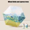 Oil Painting Sunscreen Parasol Outdoor Convinient Five Folding Umbrella With Uv Protection Portable Stylish Women'S Sun Umbrella
