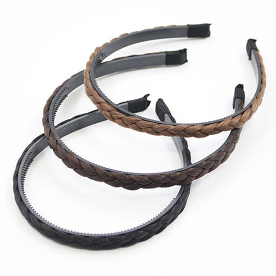 Headband Delicate Solid Color Twisted Wig Design Synthetic Hairband for Party