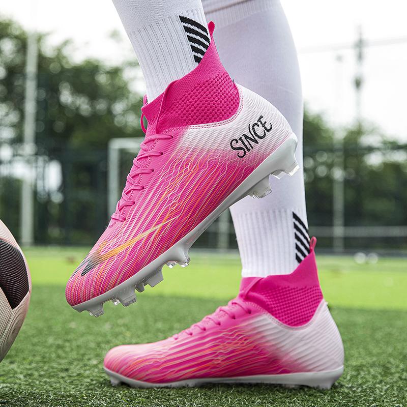 35-45 High-top Football Boots Large Size Long Nails PVC Men's Sports Shoes Boys Soccer Shoes