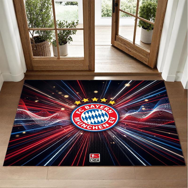 Bayern Munich Design Crystal Velvet Rug Soft Decorative Mat for Bedroom Entrance
