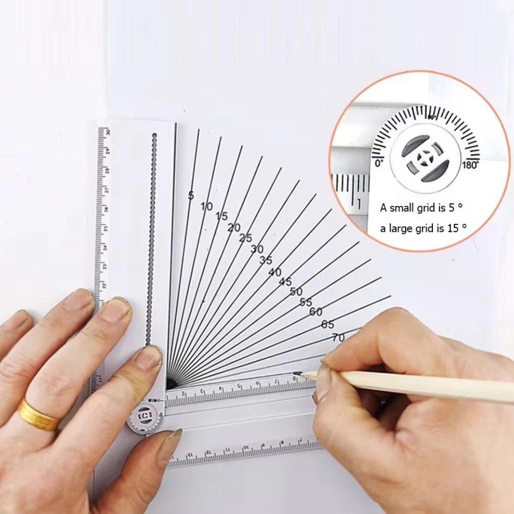 30cm Folding Geometric Ruler Angle Measurement Circular Drawing Ruler  Office Use