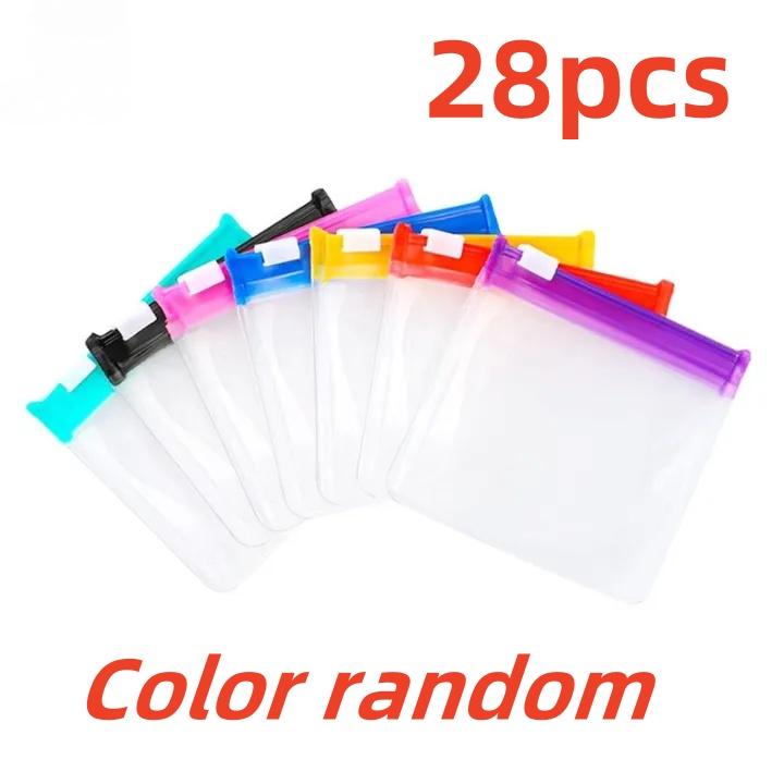 28/7pcs Zipper Eco Friendly Bag Reusable Colored Plastic Zipper Storage Bag for Storing Medications Accessories Anti Oxidation