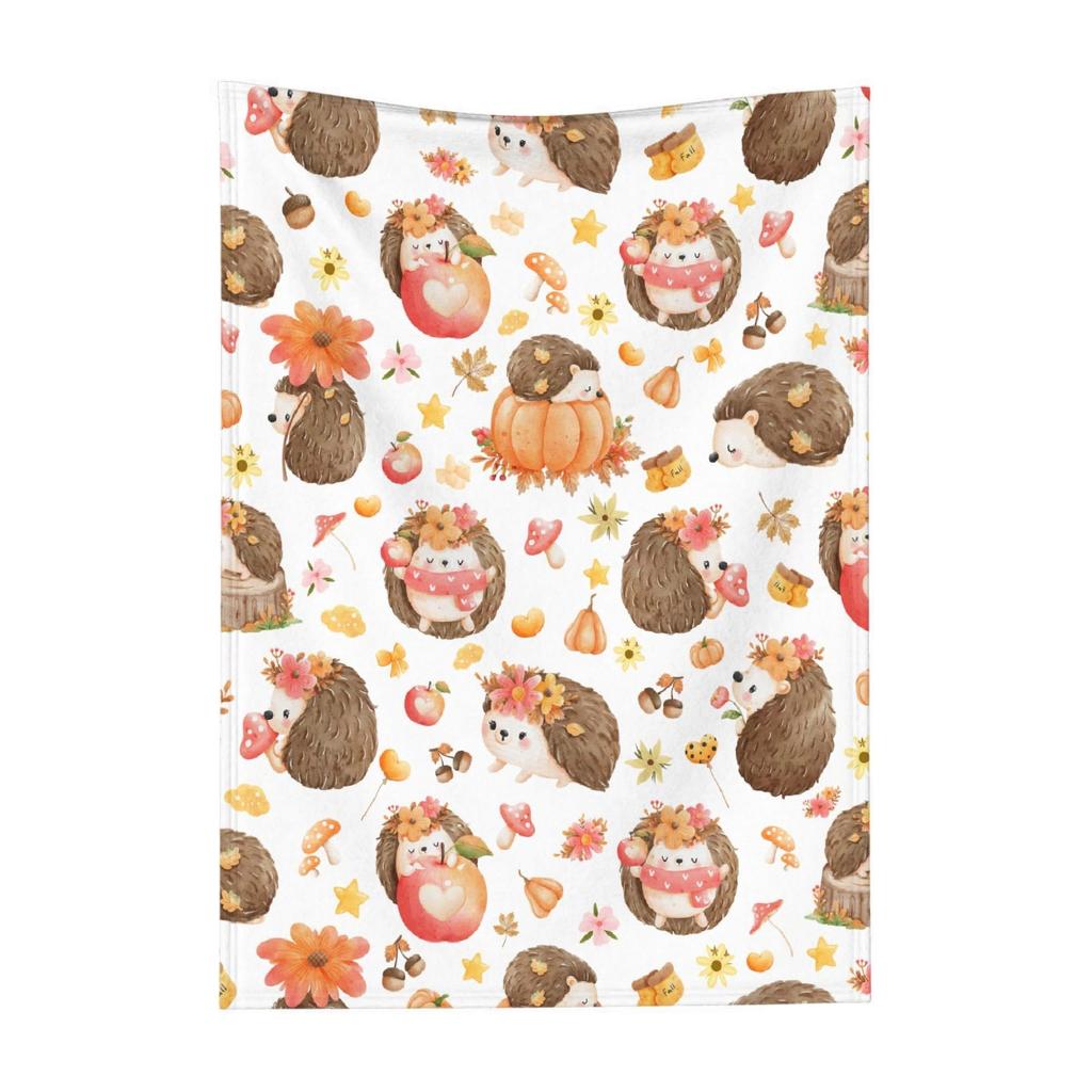 Cartoon Hedgehog Blanket Flannel Four Seasons Cute Animals And Plants Multi-Functional Lightweight Blanket Household Bedroom Blanket