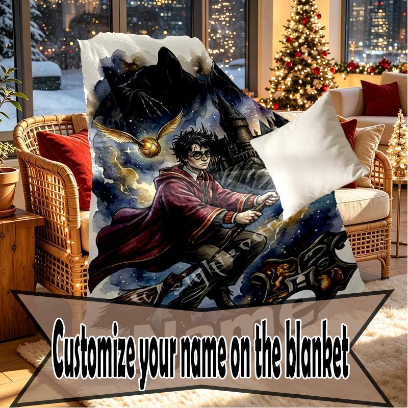 Custom Name Personalized Harry  Potter Print Blankets, Home Decor, Bedroom, Sofa, Camping, Couch, Gifts for Birthday Christmas