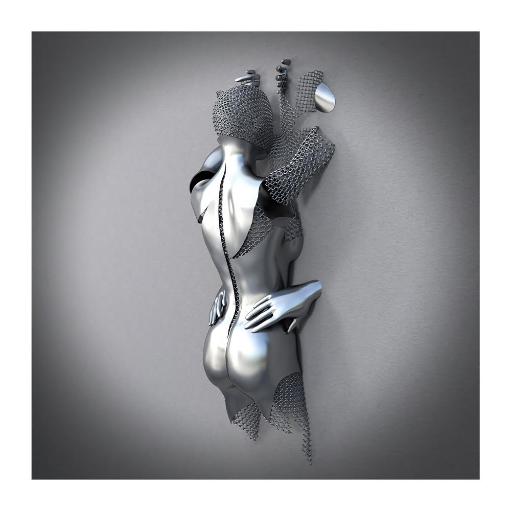 Metal Figure Statue Art Poster High Definition Printing Canvas Painting Prints Couple Sculpture Living Room Home Decor Picture