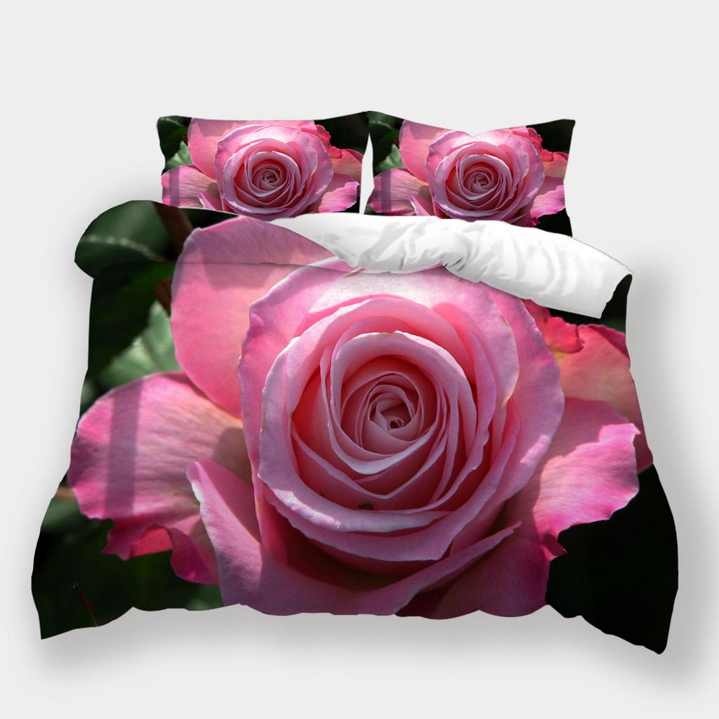 3D Printed Flower Bedding, Women's and Girls' Down Duvet Covers and Pillowcases, 2/3pc King Queen Bed Full-size Duvet Cover Gift