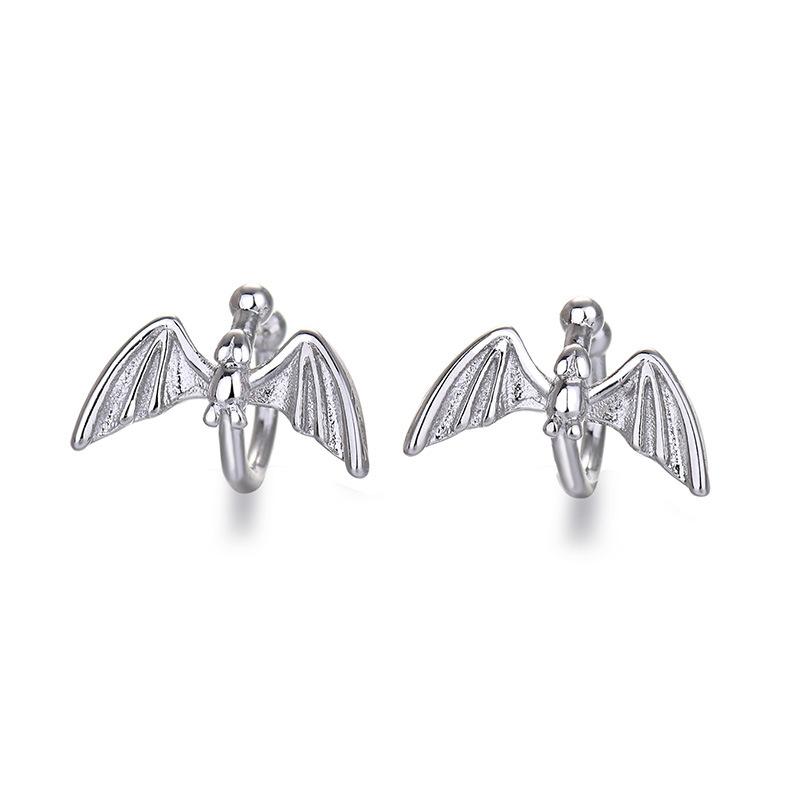 2026 Bat Ear Clips No Piercings for Women, Cool Dark Personality, Aloof Style Punk Handsome Earrings for Men, Bone Ear Clips