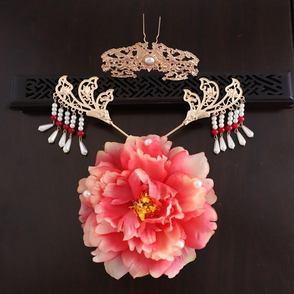 

Набор украшений для волос ручной работы в стиле ханьфу с кисточками, женские палочки для волос, набор заколок в древнекитайском стиле, головной убор 4pcs/set