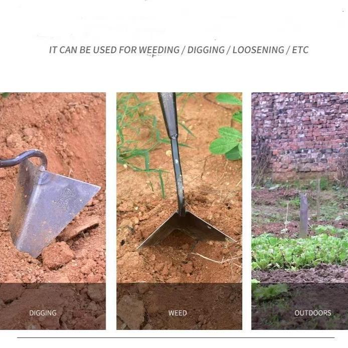 Triangle Tip Hoe with Metal Head and Wooden Handles for Precision Planting