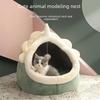 Four Seasons Cute Semi-Closed Pet Bed – Cozy for Cats & Dogs