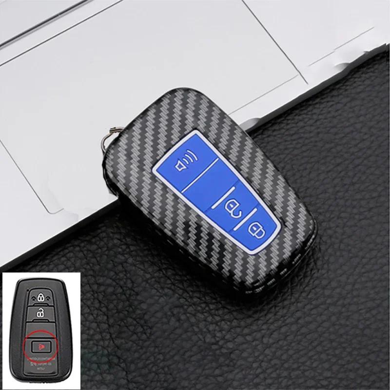 ABS Carbon Fiber Car Key Case Cover Shell For Toyota Prius Camry Corolla CHR C-HR RAV4 Land Cruiser Prado Protector Accessories