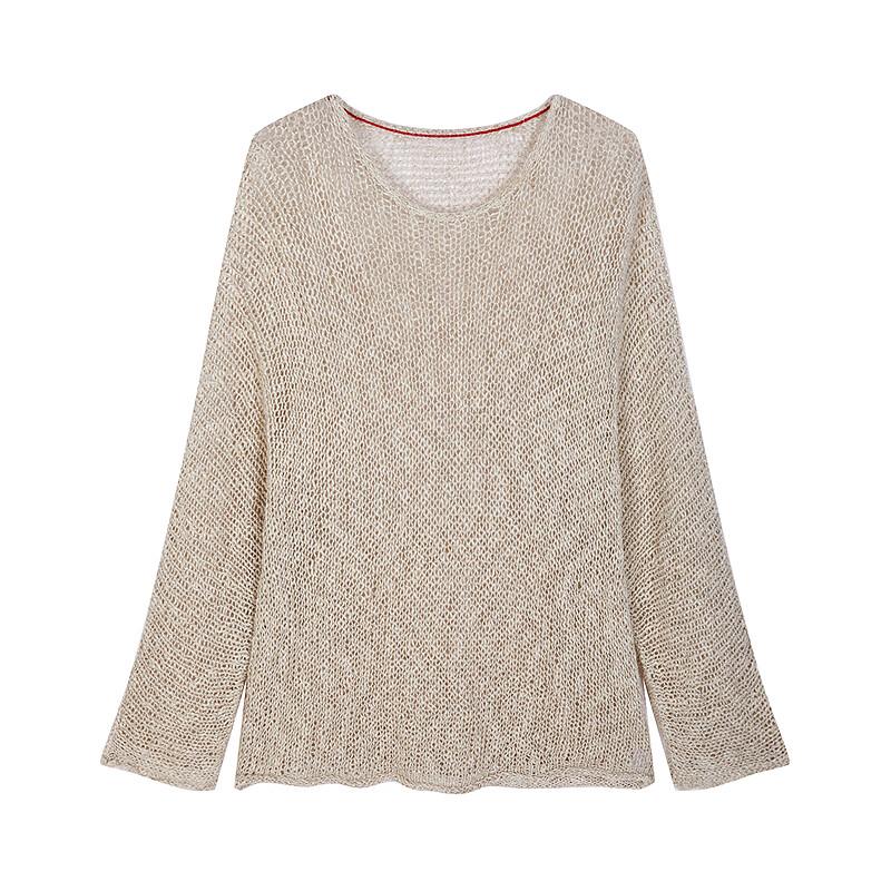 LESS 2025 Summer Cotton-Linen Knit Pullover