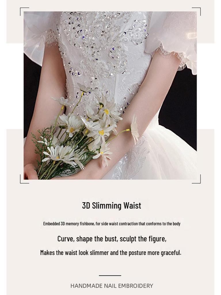 2025 Simple Princess-Style Floor-Length Maternity Wedding Dress for Petite Brides