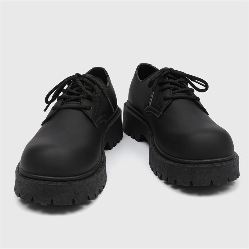 Fashion Men's British Low-Top Yellow Derby Work Boots Big Round Toe Chunky Sole Leather Shoes Durable Non-Slip Casual Comfort Footwear