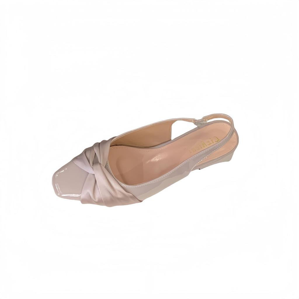 228-2~ Coarse heel French Xiaoxiangfeng bag head sandals women's shoes 2025 new temperament square head empty shoes