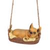 Garden Dog Statue Outdoor Resin Swing Ornament Hanging Decoration Home Bulldog Animal Gift Yello  Brown