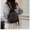 Washed denim backpack women go out small backpack