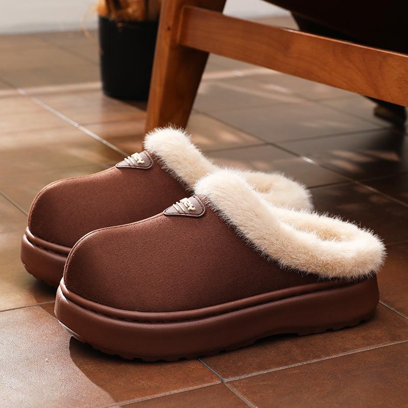 Cixi cotton slippers winter wear non-slip thick bottom simple fashion couple home Mao Mao slippers can be worn outside