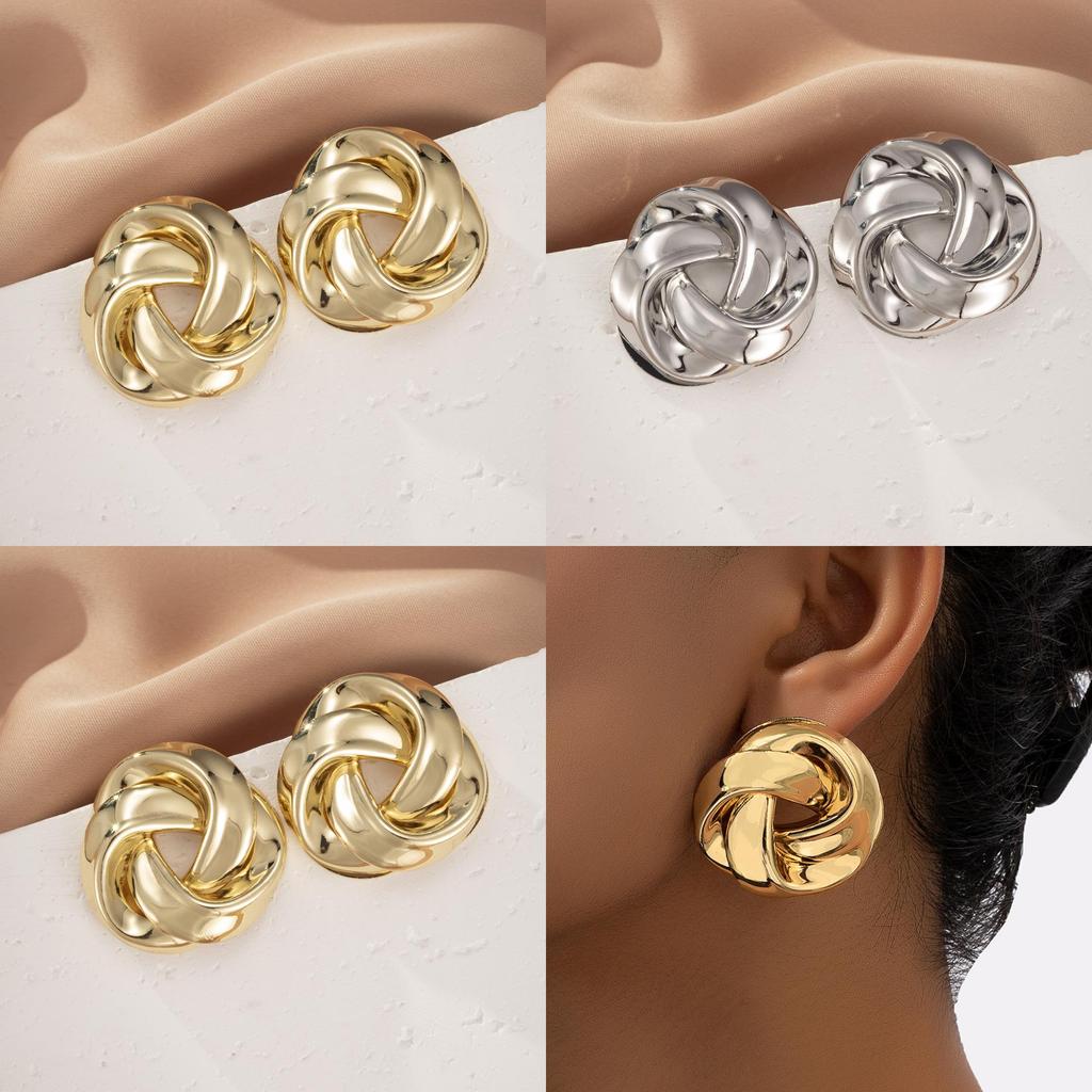 Gold Exquisite And Silver Plated Alloy Geometric Earrings Trendy Style Spring