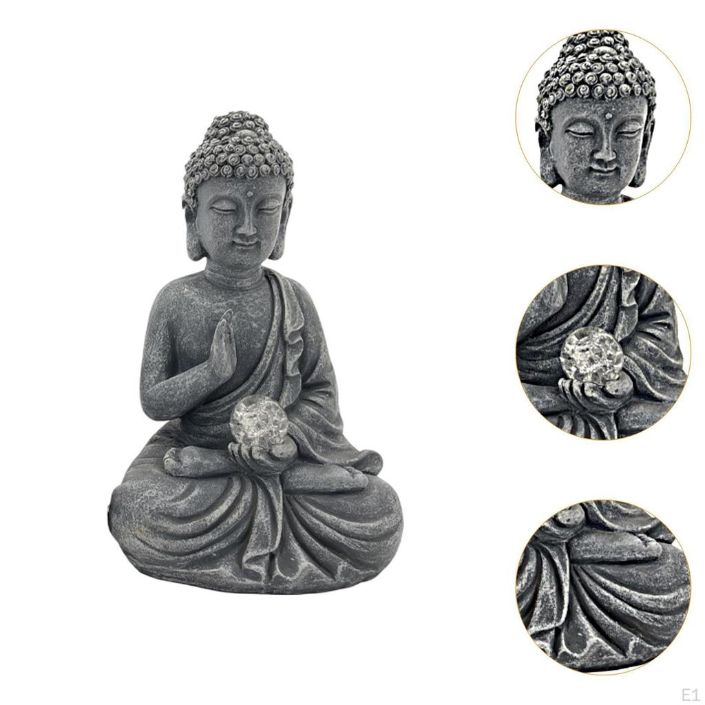 Buddha Sculpture with Solar Light for Outdoor Use