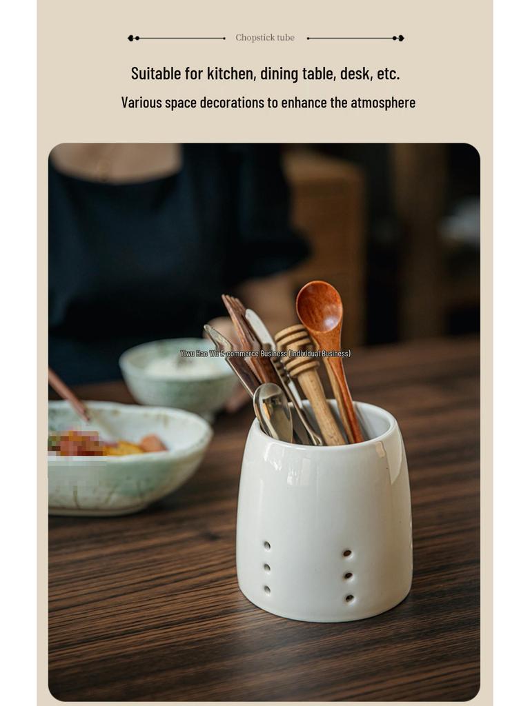 Ceramic Utensil Holder: Knife, Fork, Spoon, Chopsticks, Pen Organizer for Kitchen.