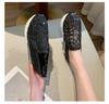 Spring Korean version of the new lace mesh 2025 casual foot cover high heel inner height increase muffin sole women's single shoes