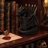 Detailed Sculpture Pen Stand 3D Printed Gothic Dragon Holder, Coiled Figurine Stationery Cup, Office Decor Fantasy Desk Organizer, Halloween Tabletop