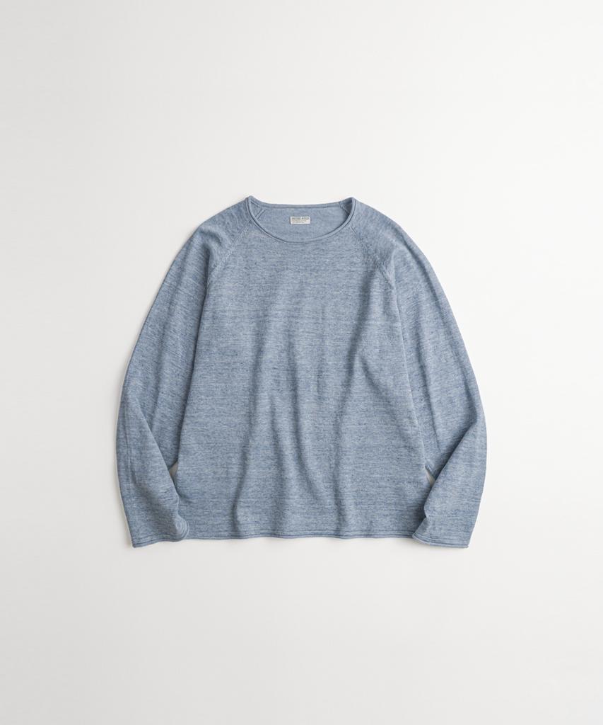 Bihebieo European Flax™ Linen Roll Neck L/S Knit Sea Blue