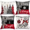 4Pc Christmas Pillow Covers Santa Claus And Snowman Hello Winter Design Zipper Closure Cushion Cover Home Decor Pillowcase