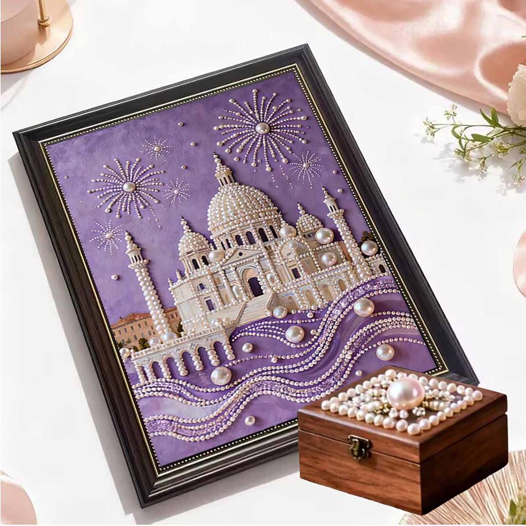 Kristall Perlen Malerei 5D DIY Rahmen Dekoration Malerei Schloss Haus Wand Dekoration Transparent Perlen Edelstein Malerei Bild Kunsthandwerk