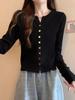 Petite Women's Black Knit Long Sleeve Cardigan - Slim Fit, Short Length, Lightweight for Spring, Autumn, and Winter.