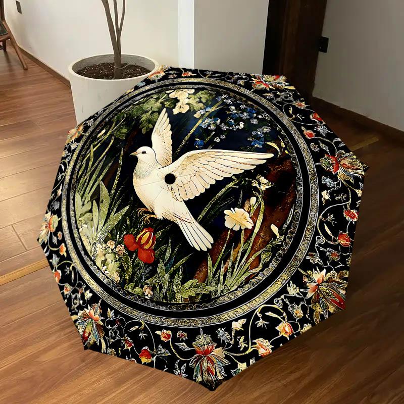 1PC Dove Flowers Umbrella-8-Rib Reinforced, Automatic Open, Lightweight & Durable, Cute Fashion Accessory for Outdoor-P2648