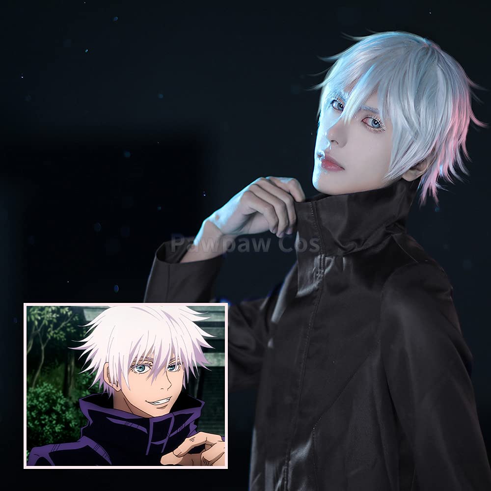 Satoru Gojo Cosplay Costume Satoru Gojo Disguise Present Costume Event Party Cultural Festival Gojo Wig [Pawpaw] "With Wig" "With Glasses" (Satoru +