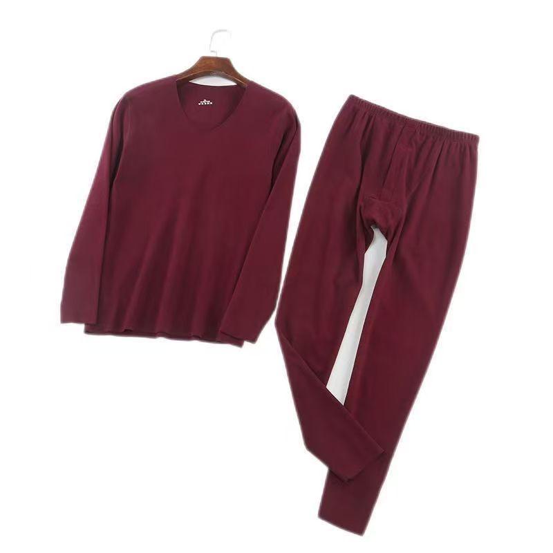 Men's Seamless V-Neck Warm Set - Autumn/Winter German Velvet Base Layer