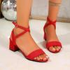 Women Heels Sandals New Summer Sandal Square Low Ladies Elegant Dress High Heels Sandal Shoes Outdoor Casual Slides