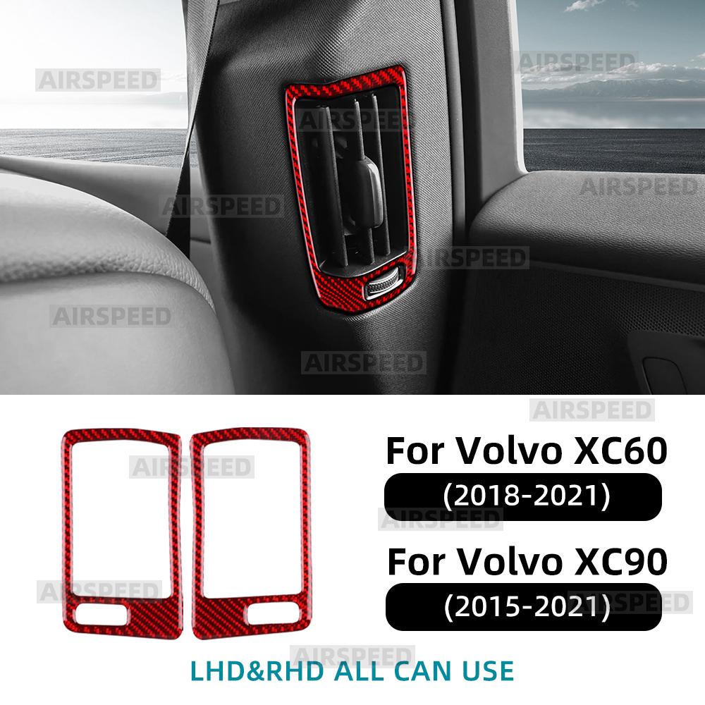 Carbon Fiber B-Pillar Air Outlet Vent Frame Sticker for Volvo XC60 2018-2021 XC90 2015-2021