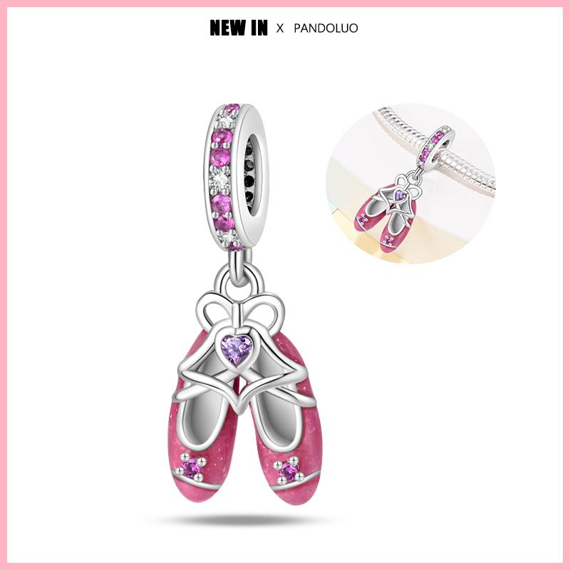 Copper Fashion Pink Princes Skirt Bag Lipstick Heart-Shaped Charm Bead Fit Original 3Mm Woman Bracelet Jewelry Gift