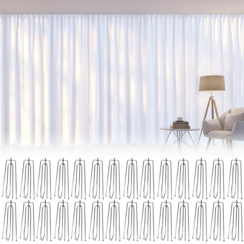 Stainless Steel Drapery Hook and Pin 4 Prongs Curtain Pleat Tape Hooks,Pinch Pleat Curtain Hooks for Pleated Drape