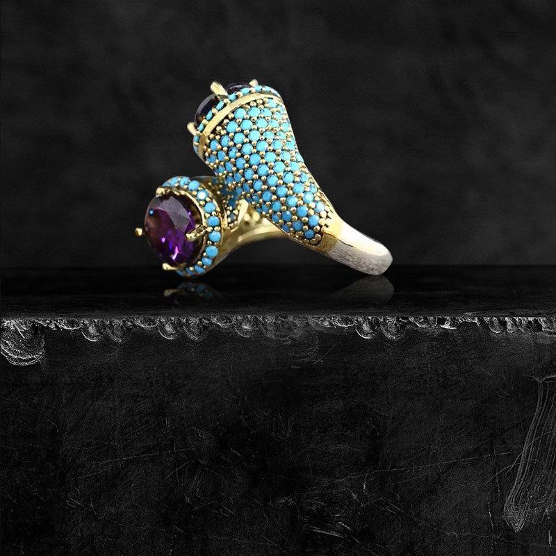 Totem Pattern Zircon Ring, Dark Trend, Cool Style Ring, Retro Fashion Jewelry.
